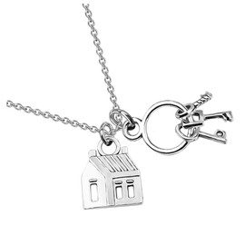 jojofuny House Pendant Necklace Sweater Chain Alloy Necklace Keychain Women Elegant Jewelry