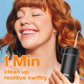 Bitvae P1 Water Dental Flosser, Travel Water Teeth Picks, Cordless Mini Water Cleaner Picks with Telescopic Water Tank, IPX7 Waterproof Flossing Cleaning Picks, Brace & Sensitive Teeth Care, Black