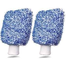 KLOPINXINGH 2 Pcs Microfiber Car Wash Mitt Cleaning Gloves Soft Absorbent and Scratch Free Cleaning Gloves Professional Scratch Free Polishing Cleaning Mitts for Auto Motorcycle
