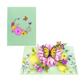 Pop Up Birthday Card, 3D Mothers Day Anniversary Card, Women Mother’s Day Gifts (Size 15x20 cm - Happy Mothers Day Flowrers & Butterflies)