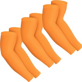 BRGUR UV Sun Protection Compression Arm Sleeves, Orange&Orange&Orange, 3 Pairs