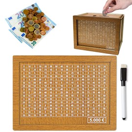 Wooden Money Box, Reusable Money Box with Numbers, Retro Money Box Storage Box, Money Box for Helps Adults and Children Habit to Save