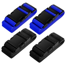 Ghope Set of 4 Luggage Straps Including 2 Name Tags, Luggage Strap Particularly Eye-catching, Non-Slip Adjustable Suitcase Straps, Long Luggage Strap, Luggage Strap Webbing for Suitcases & Luggage