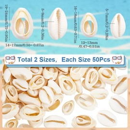 SUNNYCLUE 100Pcs 2 Styles Small Cowrie Shell Beads Sea Shell Bead Summer Natural Oval Smooth Seashell Ocean Beach Animal Spacer Beads for Jewellery Making Charms Lanyards Adorning Hair Locks DIY Craft