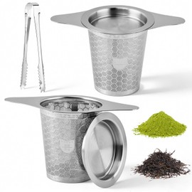 2-Pack Loose Leaf Tea Infusers, 316 Stainless Steel Strainers with Tongs