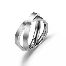 COLORFUL BLING Double Interlocking Rolling Rotating Band Rings for Women Men Stainless Steel Stacking Spinner Rings Relieving Stress Anxiety Fidget Jewelry-silver9
