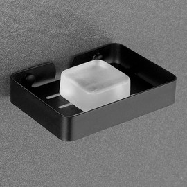 Melairy Soap Dish Holder for Bathroom Shower 304 Stainless Steel Soap Holder Saver Tray Wall Mounted Sponge Holder Black