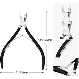 4 Packs Cuticle Nipper, Premium Stainless Steel Cuticle Trimmer for Manicure & Pedicure at Home/Spa/Salon [Black]