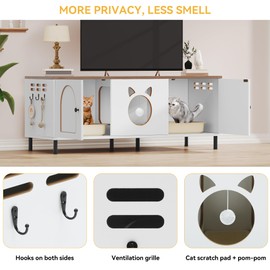 YITAHOME Cat Litter Box Enclosure, Litter Box Furniture Hidden, Wooden Cat Washroom Furniture, Litterbox Furniture Hidden Fit Most of Litter Cabinet, End Table, Nightstand, Indoor Cabinet