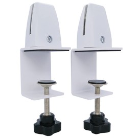 Sancake Com Partition Clamp Base 2 Pieces Adjustable Fixing Bracket, 0.1 - 0.2 inch (3 - 6 mm) Thick, C-Shape, CL-01-2W, White