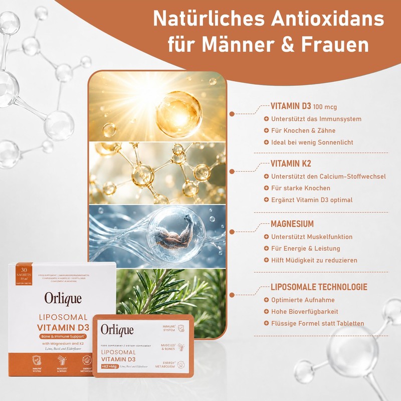 Liposomal Vitamin D3 K2 Magnesium Liquid - 30 Sachets -