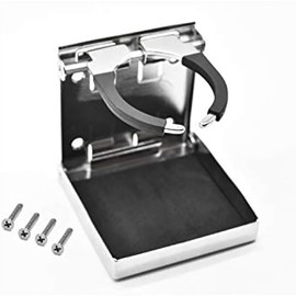 MARINE CITY Adjustable Folding Cup Holder, 304 Stainless Steel - Polished, 2-1/8 Inches to 3-3/8 Inches for Boat, Watercraft, RV (Small)