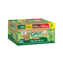 GoGo squeeZ Applesauce on the Go, Variety Pack (Apple/Banana/Cinnamon/Strawberry), 3.2 Ounce (24 Pouches), Gluten Free, Vegan Friendly, Healthy Snacks, Unsweetened, Recloseable, BPA Free Pouches