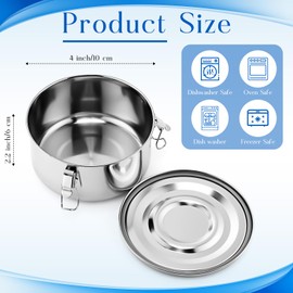 Skybooly 4 Pcs Stainless Steel Bento Box 22 oz Reusable 304 Stainless Steel Food Storage Containers with Lockable Clips to Leak Proof, Dishwasher Safe