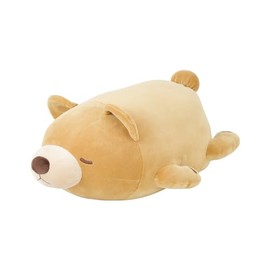 Ribuhahato 48928-30 Bolster Cushion, Marshmallow Animal, Bear Marron (Total Length: Approx. 10.6 inches (27 cm), Fluffy, Sticky