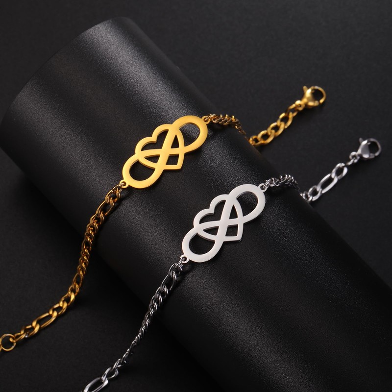 Infinity Bracelets for Women Men Stainless Steel Adjustable Dainty Infinity
