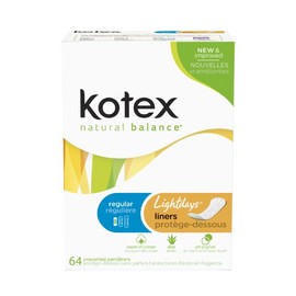 Kotex Natural Balance Lightdays Pantiliners, Regular', Unscented, 64 ct
