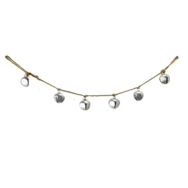 Silver Toned Jingle Bell Garland, Hanging Holiday Decoration, Sleigh Bell Christmas Decor, 4.5 feet Long