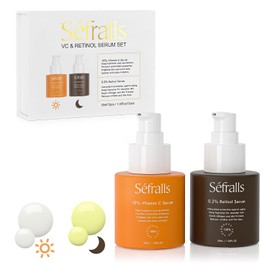Sefralls Dúo De Sueros Faciales Con Retinol Y Vitamina C: Set De Cuidado Facial Antiedad Para Mujeres, Antiarrugas, Piel Suave Y Firme, 2 Botellas De 30 Ml