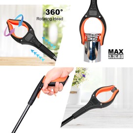 32" Grabber Tool, Foldable Grabber with Lightweight Extra Long Handy Trash Picker,Claw Grabber,Pick Up Grabber Tool for Anyone (Orange)