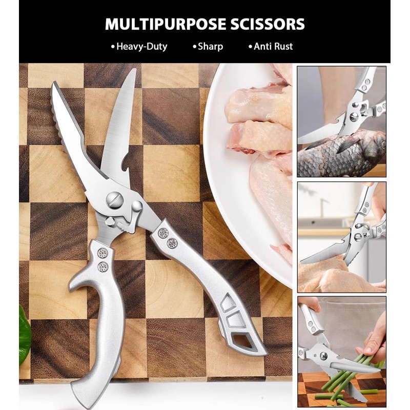 Heavy Duty Kitchen Scissors, Professional Poultry Shears for Chicken Bone