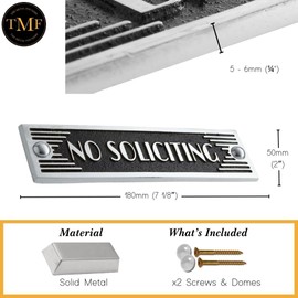 The Metal Foundry No Soliciting Metal Door Sign. Art Deco Style Home Décor Accessories Door Or Wall Aluminium Plaque. Handmade In England.