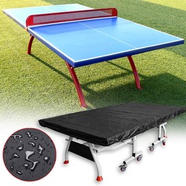 Parthan 110x59' PingPong Table Cover, Waterproof Outdoor Indoor Table Tennis Protective Cover, Breathable Polyester (Black)