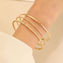 Xmsrn Vintage Layered Bangle Bracelet Punk Stackable Bracelet Punk Multi Bangle Bracelet Set Gold Multi Layer Hand Bangle Bracelet Jewelry for Women and Girls