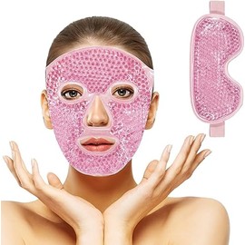 2PCS Máscaras de Hielo para Ojos y Cara, Mascarilla de Gel Facial Reutilizable, para Reducir Bolsas Bajo los Ojos, Ojeras, Cuidado de la Piel,
