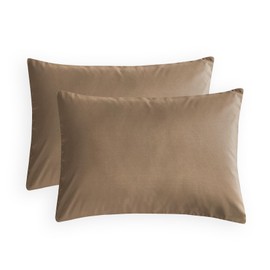 Wake In Cloud - Pair of Standard Pillowcases, 1000TC Ultra Soft Microfiber Pillow Covers, Mocha Brown, Standard Size 48x74 cm