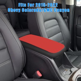 Rifoda Center Console Armrest Cover for 2015-2022 Chevy Colorado/GMC Canyon Accessories Arm Rest Box Pad Console Lid Protection Saver (Black with Red)