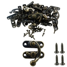 Bivethoi 60 Pcs Mini Swing Arm Clasp Latch, 30 Sets Small Box Hinges Jewelry Box Hardware with Screws for Decorative DIY Wood Box