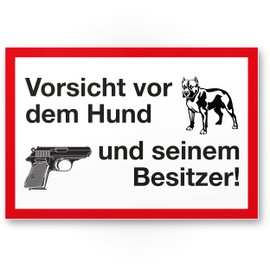 Komma Security Vorsicht vor dem Hund seinen Besitzer - Warning Sign Weatherproof Dog Sign Garden Gate Driveway Gate Front Door Sign Deterrence Warning Sign Burglary Protection House