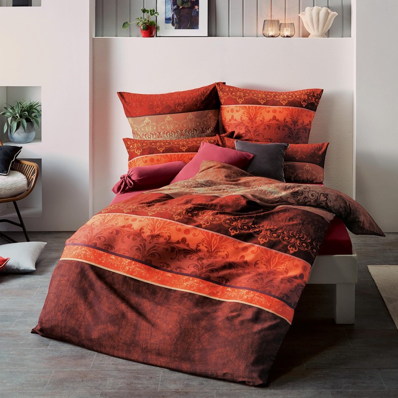 Erwin Müller Mako Satin Bed Linen Red Size 135 x