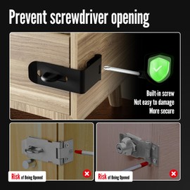 GEMASP Door Lock Hasp Latch, 90 Degree Solid Iron Safety Packlock Drawer Hasp Lock Latch, Extra Thick Gate Lock Hasp with Keys Brushed Finish (2.24 Inch, Black)