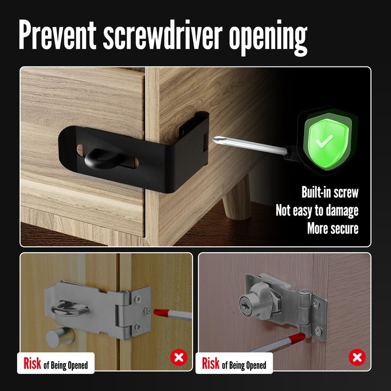 GEMASP Door Lock Hasp Latch, 90 Degree Solid Iron Safety