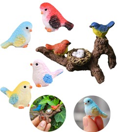 Mini Birds 5 Pack Mini Bird Figurines Decor Miniature Birds for Crafts Tiny Resin Birds Statues Fairy Garden Accessories Little Animals Figures Plant Huggers for Pots Decorations Bird Gifts Brown