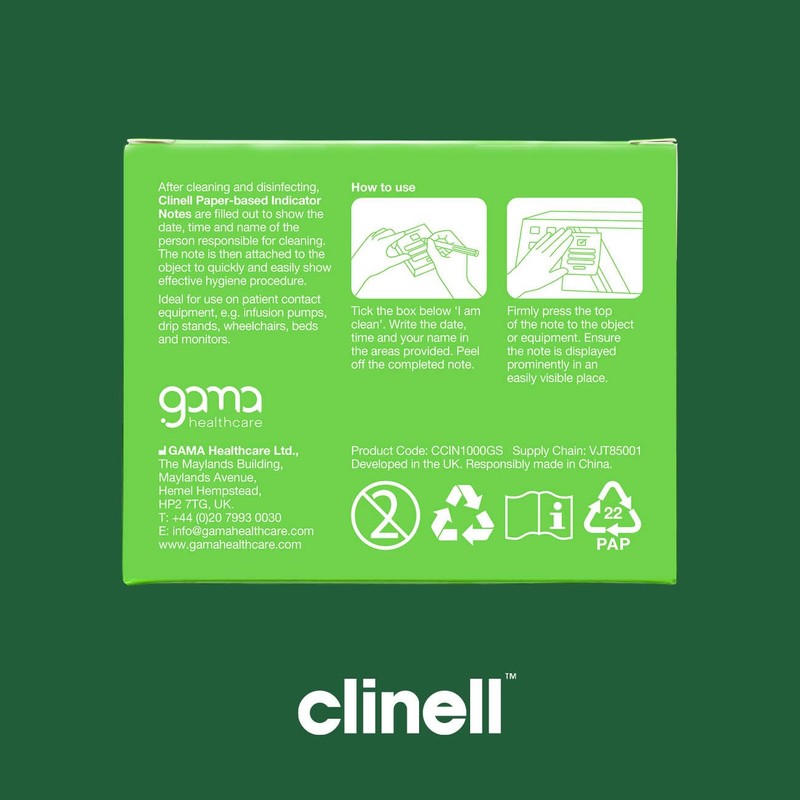 Clinell Indicator Notes - Sanitation Procedure Indicator Notes - Pack