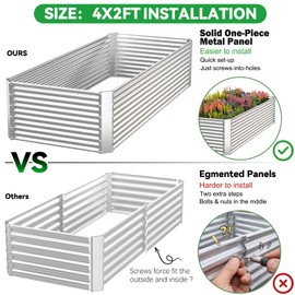 CATMANOR 3 Pack Tall Corrugated Galvanized Steel Raised Garden Bed Outdoor, Metal Above Ground Garden Bed for Vegetables and Flowers, Rectangle Raised Beds for Gardening-4x2FT