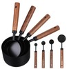 Stainless Steel Measuring Cups Set and Measuring Spoons Wooden Handle