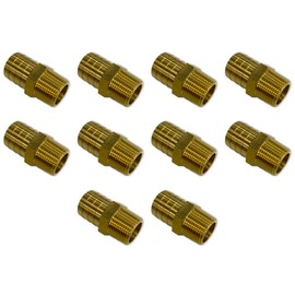 EDGE INDUSTRIAL 1-1/4" Hose ID to 1" Male NPT MNPT Straight Brass Fitting Fuel/AIR/Water/Oil/Gas/WOG (Qty 10)