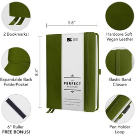 BK UNDATED Yearly Weekly/Monthly Planner 2024-2025 Daily Planner Agenda & Personal Organizer to Increase Productivity, Academic Planner w/Sticker Set. A5 (5.8 x 8.3) - Green Hardcover