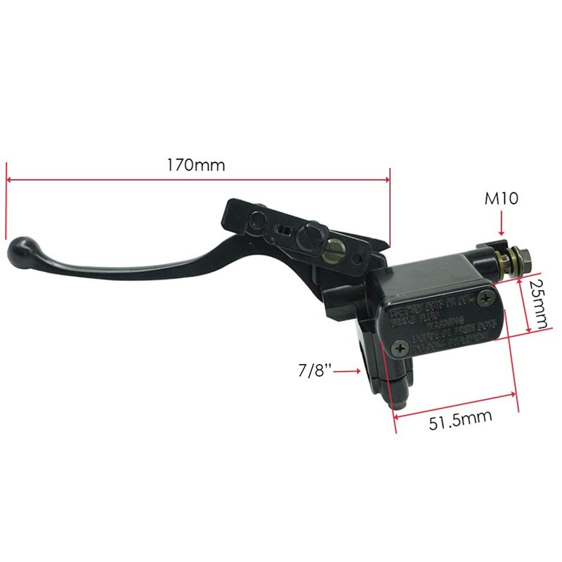 7/8" 22mm Left Hydraulic Brake Master Cylinder with Handle Lever