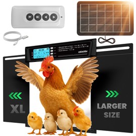 Extra Large Automatic Chicken Coop Door Solar Powered with Remote - LCD Display, Light Sensor, Timer & Anti-Pinch Function – 11.3" x 8.7" Door Opening – 5-Year Protection – Black – by Okköbi