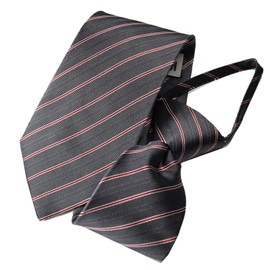 Michiko Korondon MKZP-27-C One-Touch Necktie Brand, Striped Pattern, Gift, Stylish, Silk Blend, Zipper Tie, No Tie, Easy to Wear Necktie, Gray, gray