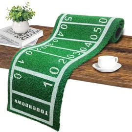 honeypet Artificial Grass Table Runners Synthetic Grass Table Runner 16 x 59 Inch Football Court Touch Down Football Birthday Party Decoration Boy Sport Home Dining Room Kitchen Table Decor