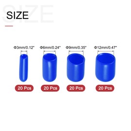 QUARKZMAN Pack of 80 Round Rubber Caps 3 mm 6 mm 9 mm 12 mm Blue Vinyl Cover Screw Thread Protective Caps Assortment Set