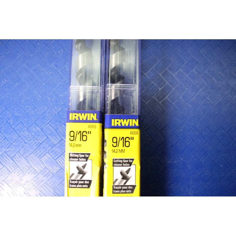 IRWIN (2) Irwin 9/16" Auger Bit #49909 Auger Bit 7-1/2