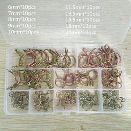 zmart 100pcs Hose Clamp 6mm-20mm Galvanized Spring Clip Gear Hose Fuel Line Boat ATV Motorcycle with Storage Box