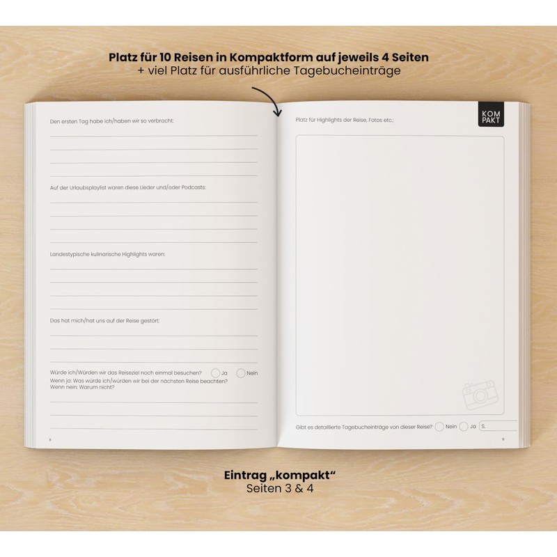 FRUITPRINTS Reisetagebuch, Notizbuch zum Aufschreiben von Erlebnissen auf Reisen